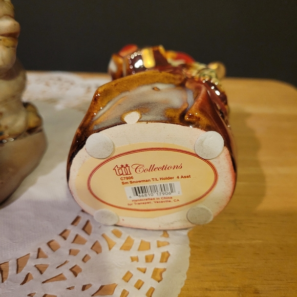 Pair of Non-Traditional Snowmen Candle Holders with Candles - Picture 4 of 8